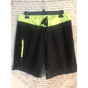 OP, FLEX 4 Way Stretch, Board Shorts 30 Black Green.        Z